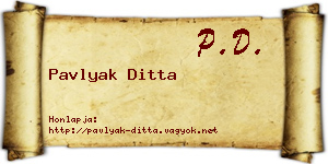 Pavlyak Ditta névjegykártya